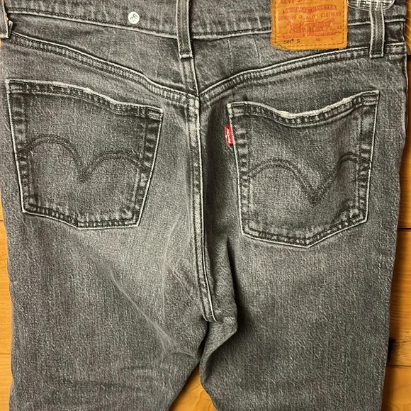 Levi’s premium 501S skinny women’s button fly jeans denim 27x30 faded black Y2K - Picture 9 of 13